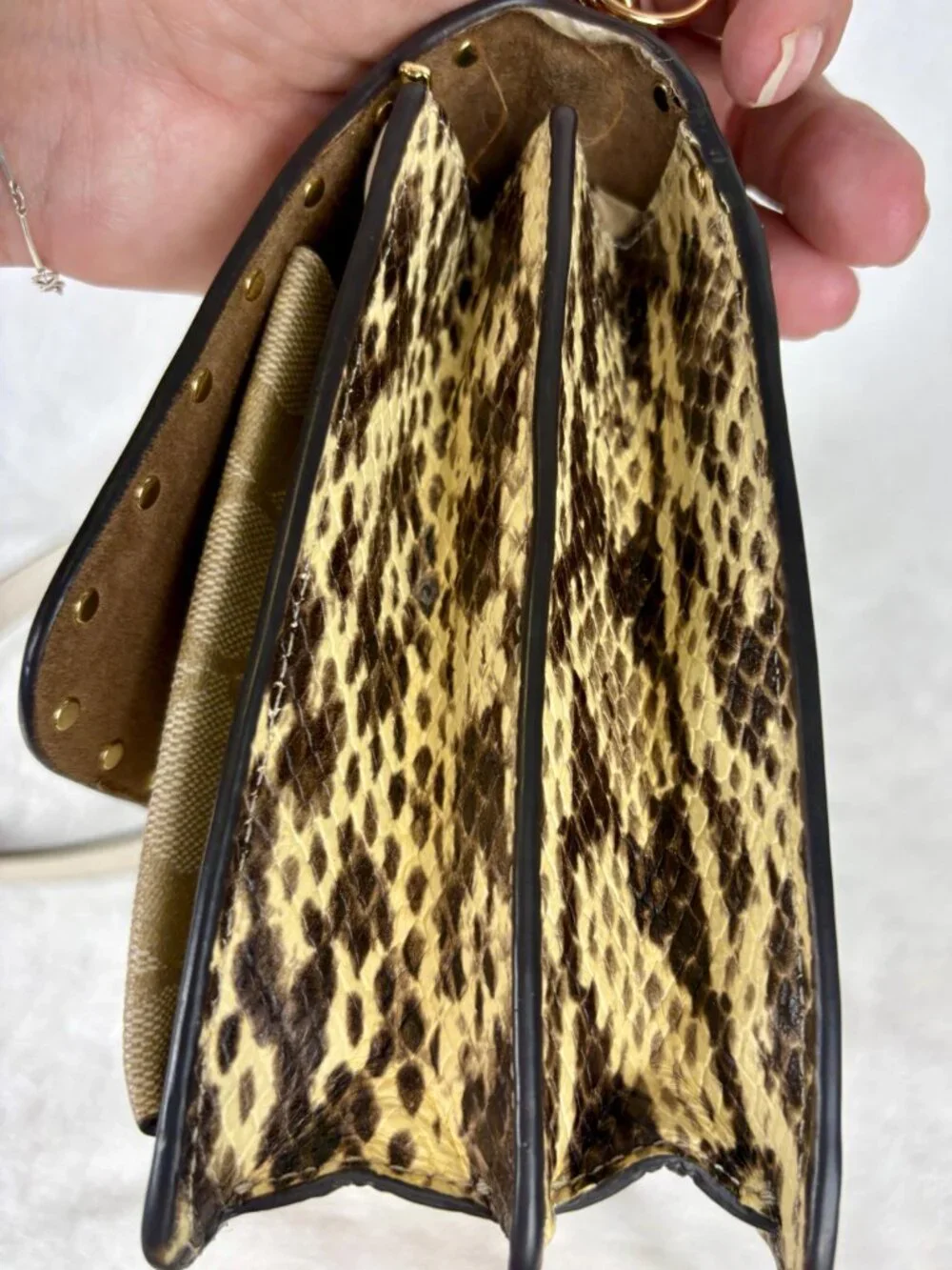 Coach Mini Klare Crossbody With Rivets and Snake-Embossed Leather Trim and Charm